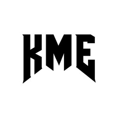 KME letter logo design for technology company. KME logo design black and white color combination. KME logo, KME vector, KME design, KME icon, KME alphabet. KME typography logo design.
