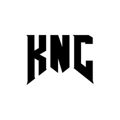 KNC letter logo design for technology company. KNC logo design black and white color combination. KNC logo, KNC vector, KNC design, KNC icon, KNC alphabet. KNC typography logo design.