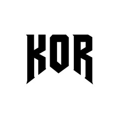 KOR letter logo design for technology company. KOR logo design black and white color combination. KOR logo, KOR vector, KOR design, KOR icon, KOR alphabet. KOR typography logo design.