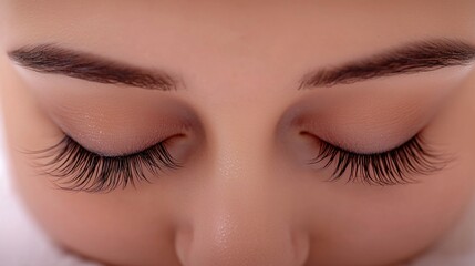 Fototapeta premium Close-up of woman's eyes with long, lush eyelashes.