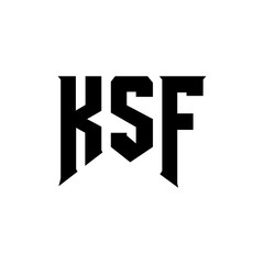 KSF letter logo design for technology company. KSF logo design black and white color combination. KSF logo, KSF vector, KSF design, KSF icon, KSF alphabet. KSF typography logo design.