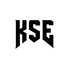 KSE letter logo design for technology company. KSE logo design black and white color combination. KSE logo, KSE vector, KSE design, KSE icon, KSE alphabet. KSE typography logo design.