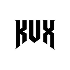 KUX letter logo design for technology company. KUX logo design black and white color combination. KUX logo, KUX vector, KUX design, KUX icon, KUX alphabet. KUX typography logo design.