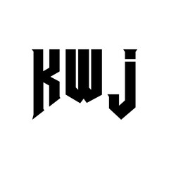 KWJ letter logo design for technology company. KWJ logo design black and white color combination. KWJ logo, KWJ vector, KWJ design, KWJ icon, KWJ alphabet. KWJ typography logo design.