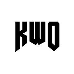 KWO letter logo design for technology company. KWO logo design black and white color combination. KWO logo, KWO vector, KWO design, KWO icon, KWO alphabet. KWO typography logo design.