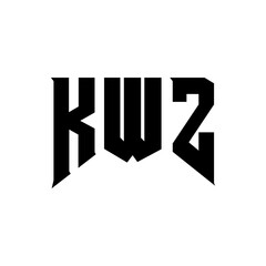 KWZ letter logo design for technology company. KWZ logo design black and white color combination. KWZ logo, KWZ vector, KWZ design, KWZ icon, KWZ alphabet. KWZ typography logo design.