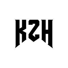 KZH letter logo design for technology company. KZH logo design black and white color combination. KZH logo, KZH vector, KZH design, KZH icon, KZH alphabet. KZH typography logo design.