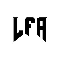 LFA letter logo design for technology company. LFA logo design black and white color combination. LFA logo, LFA vector, LFA design, LFA icon, LFA alphabet. LFA typography logo design.