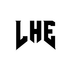 LHE letter logo design for technology company. LHE logo design black and white color combination. LHE logo, LHE vector, LHE design, LHE icon, LHE alphabet. LHE typography logo design.