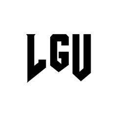 LGU letter logo design for technology company. LGU logo design black and white color combination. LGU logo, LGU vector, LGU design, LGU icon, LGU alphabet. LGU typography logo design.