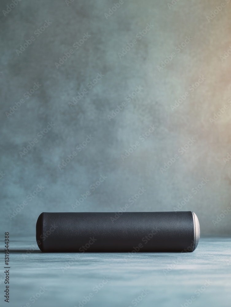 Poster single fitness roller placed on a flat surface emphasizing minimalist design and ample negative spac