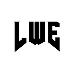 LWE letter logo design for technology company. LWE logo design black and white color combination. LWE logo, LWE vector, LWE design, LWE icon, LWE alphabet. LWE typography logo design.