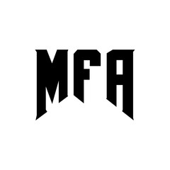 MFA letter logo design for technology company. MFA logo design black and white color combination. MFA logo, MFA vector, MFA design, MFA icon, MFA alphabet. MFA typography logo design.