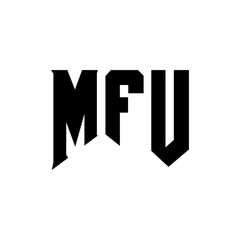MFU letter logo design for technology company. MFU logo design black and white color combination. MFU logo, MFU vector, MFU design, MFU icon, MFU alphabet. MFU typography logo design.