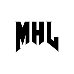 MHL letter logo design for technology company. MHL logo design black and white color combination. MHL logo, MHL vector, MHL design, MHL icon, MHL alphabet. MHL typography logo design.