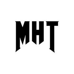 MHT letter logo design for technology company. MHT logo design black and white color combination. MHT logo, MHT vector, MHT design, MHT icon, MHT alphabet. MHT typography logo design.