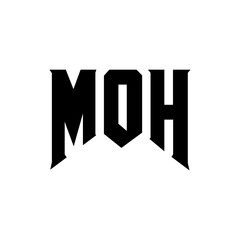 MOH letter logo design for technology company. MOH logo design black and white color combination. MOH logo, MOH vector, MOH design, MOH icon, MOH alphabet. MOH typography logo design.