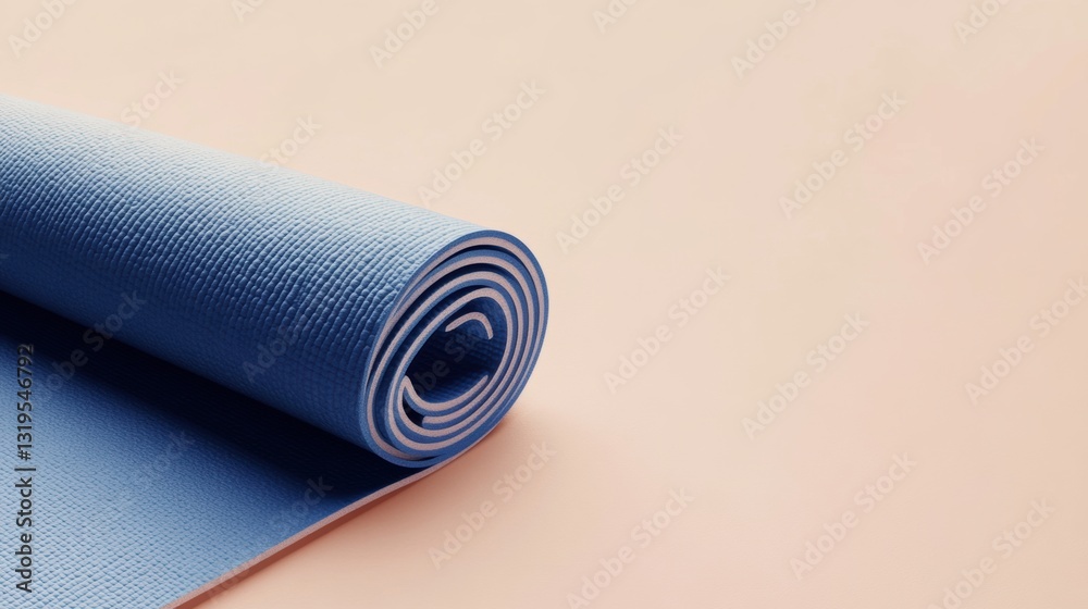 Poster minimalistic yoga mat on a light background enhances tranquility in a spacious setting for mindful p