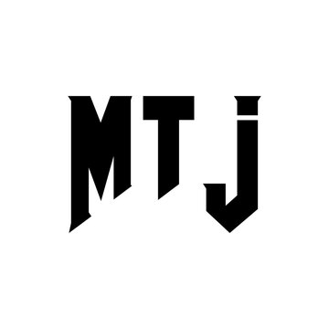 MTJ letter logo design for technology company. MTJ logo design black and white color combination. MTJ logo, MTJ vector, MTJ design, MTJ icon, MTJ alphabet. MTJ typography logo design.