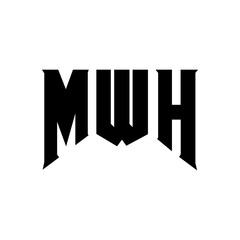 MWH letter logo design for technology company. MWH logo design black and white color combination. MWH logo, MWH vector, MWH design, MWH icon, MWH alphabet. MWH typography logo design.