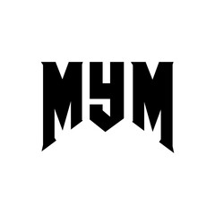 Fototapeta premium MYM letter logo design for technology company. MYM logo design black and white color combination. MYM logo, MYM vector, MYM design, MYM icon, MYM alphabet. MYM typography logo design.