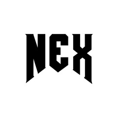 NEX letter logo design for technology company. NEX logo design black and white color combination. NEX logo, NEX vector, NEX design, NEX icon, NEX alphabet. NEX typography logo design.