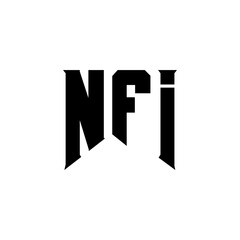 NFI letter logo design for technology company. NFI logo design black and white color combination. NFI logo, NFI vector, NFI design, NFI icon, NFI alphabet. NFI typography logo design.