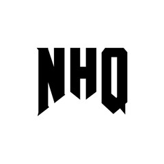NHQ letter logo design for technology company. NHQ logo design black and white color combination. NHQ logo, NHQ vector, NHQ design, NHQ icon, NHQ alphabet. NHQ typography logo design.