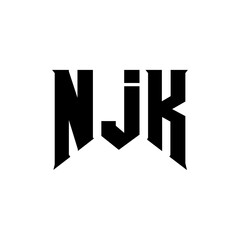 NJK letter logo design for technology company. NJK logo design black and white color combination. NJK logo, NJK vector, NJK design, NJK icon, NJK alphabet. NJK typography logo design.