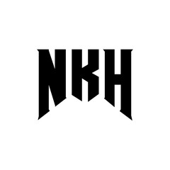 NKH letter logo design for technology company. NKH logo design black and white color combination. NKH logo, NKH vector, NKH design, NKH icon, NKH alphabet. NKH typography logo design.