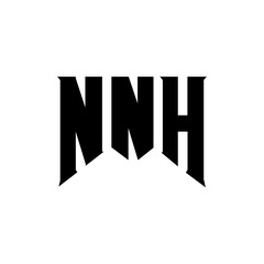 NNH letter logo design for technology company. NNH logo design black and white color combination. NNH logo, NNH vector, NNH design, NNH icon, NNH alphabet. NNH typography logo design.