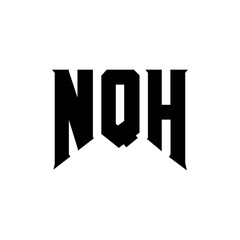 NQH letter logo design for technology company. NQH logo design black and white color combination. NQH logo, NQH vector, NQH design, NQH icon, NQH alphabet. NQH typography logo design.
