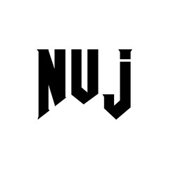 NUJ letter logo design for technology company. NUJ logo design black and white color combination. NUJ logo, NUJ vector, NUJ design, NUJ icon, NUJ alphabet. NUJ typography logo design.