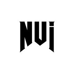 NUI letter logo design for technology company. NUI logo design black and white color combination. NUI logo, NUI vector, NUI design, NUI icon, NUI alphabet. NUI typography logo design.