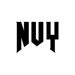NUY letter logo design for technology company. NUY logo design black and white color combination. NUY logo, NUY vector, NUY design, NUY icon, NUY alphabet. NUY typography logo design.