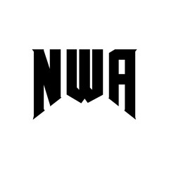 NWA letter logo design for technology company. NWA logo design black and white color combination. NWA logo, NWA vector, NWA design, NWA icon, NWA alphabet. NWA typography logo design.