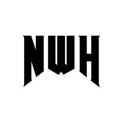 NWH letter logo design for technology company. NWH logo design black and white color combination. NWH logo, NWH vector, NWH design, NWH icon, NWH alphabet. NWH typography logo design.