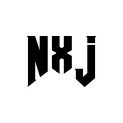 NXJ letter logo design for technology company. NXJ logo design black and white color combination. NXJ logo, NXJ vector, NXJ design, NXJ icon, NXJ alphabet. NXJ typography logo design.
