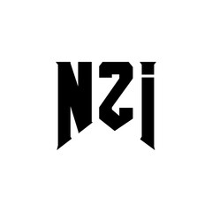 NZI letter logo design for technology company. NZI logo design black and white color combination. NZI logo, NZI vector, NZI design, NZI icon, NZI alphabet. NZI typography logo design.