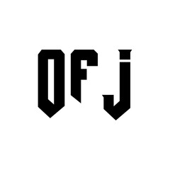 OFJ letter logo design for technology company. OFJ logo design black and white color combination. OFJ logo, OFJ vector, OFJ design, OFJ icon, OFJ alphabet. OFJ typography logo design.