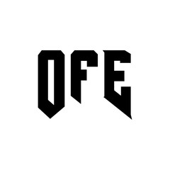 OFE letter logo design for technology company. OFE logo design black and white color combination. OFE logo, OFE vector, OFE design, OFE icon, OFE alphabet. OFE typography logo design.