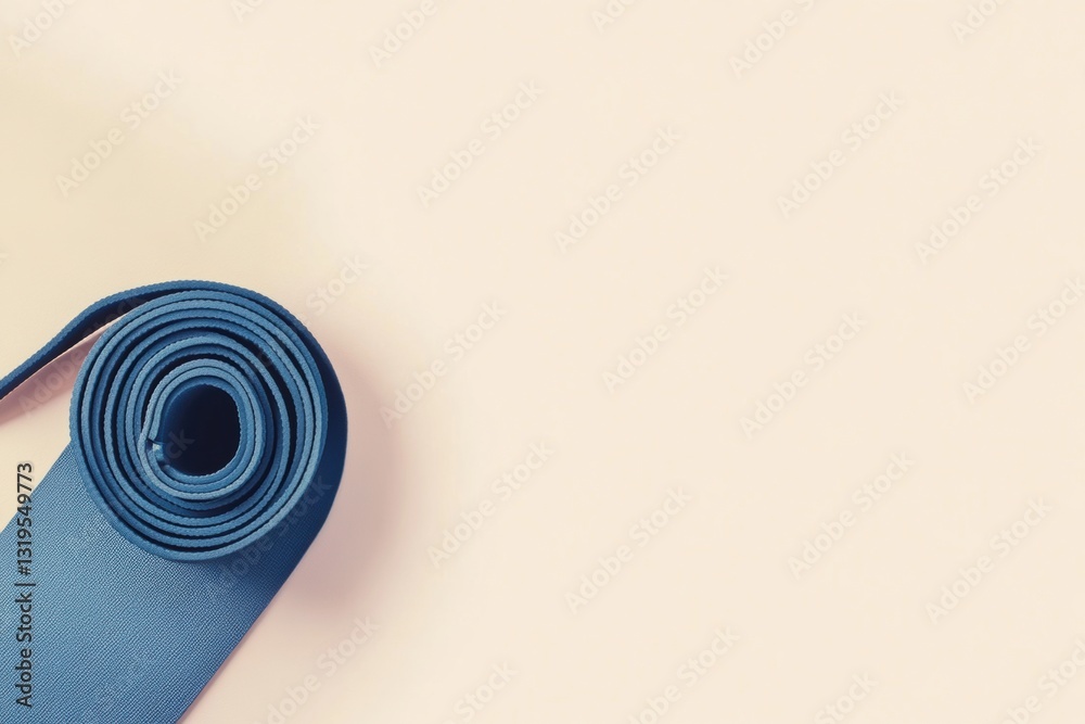 Fototapete Minimalistic yoga mat positioned diagonally on a soft light background emphasizing tranquility and clean design principles for meditation