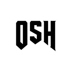 OSH letter logo design for technology company. OSH logo design black and white color combination. OSH logo, OSH vector, OSH design, OSH icon, OSH alphabet. OSH typography logo design.