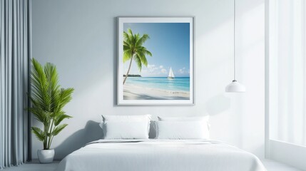 Naklejka premium Travel Mockup Travel Moment Tropical Logo Wall Poster