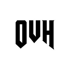 OVH letter logo design for technology company. OVH logo design black and white color combination. OVH logo, OVH vector, OVH design, OVH icon, OVH alphabet. OVH typography logo design.