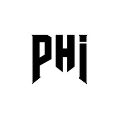 PHI letter logo design for technology company. PHI logo design black and white color combination. PHI logo, PHI vector, PHI design, PHI icon, PHI alphabet. PHI typography logo design.