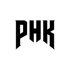 PHK letter logo design for technology company. PHK logo design black and white color combination. PHK logo, PHK vector, PHK design, PHK icon, PHK alphabet. PHK typography logo design.