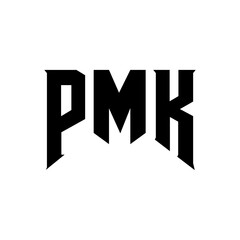 PMK letter logo design for technology company. PMK logo design black and white color combination. PMK logo, PMK vector, PMK design, PMK icon, PMK alphabet. PMK typography logo design.