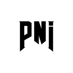 PNI letter logo design for technology company. PNI logo design black and white color combination. PNI logo, PNI vector, PNI design, PNI icon, PNI alphabet. PNI typography logo design.