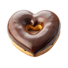 heart shaped chocolate donut on transparent  background 